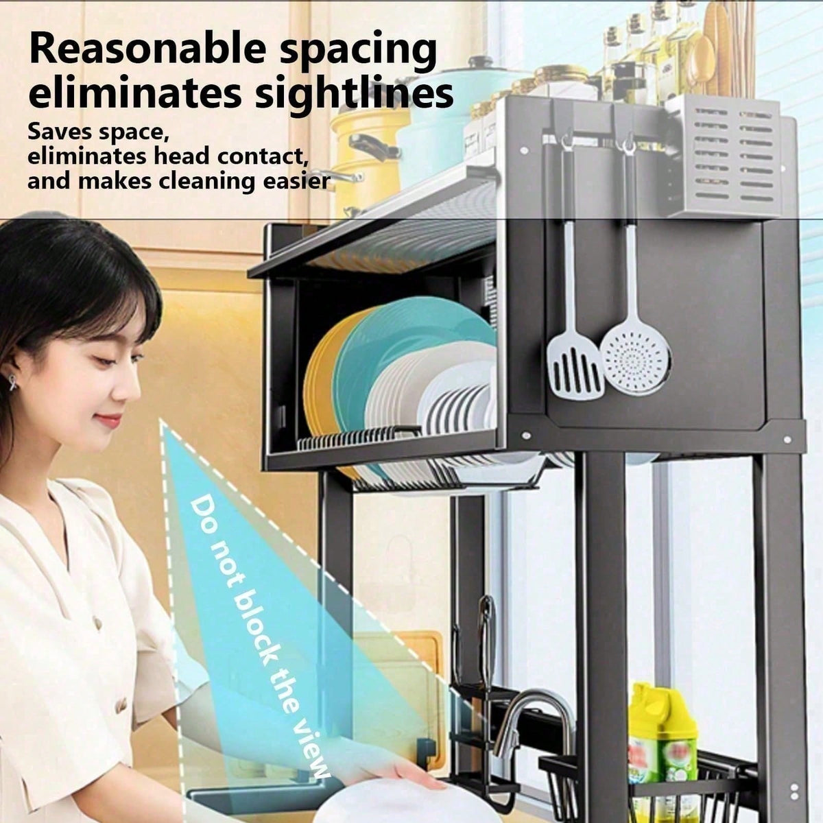 2-Tier Countertop Dish Drying Rack with Cover
