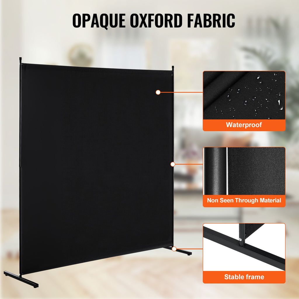 Single-Panel Room Divider (6 ft, Black)