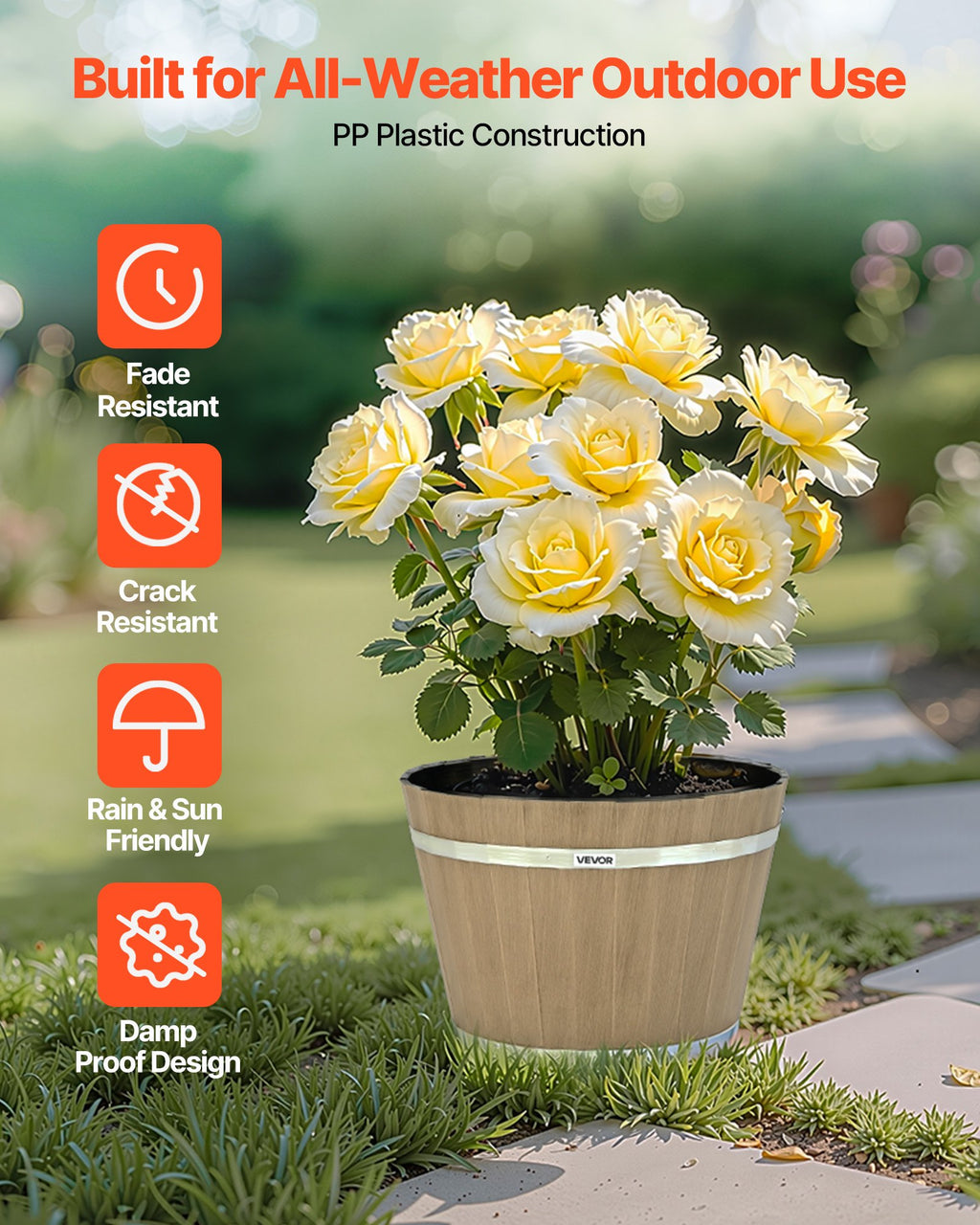 Whiskey Barrel-Style Planter (11.8 in)