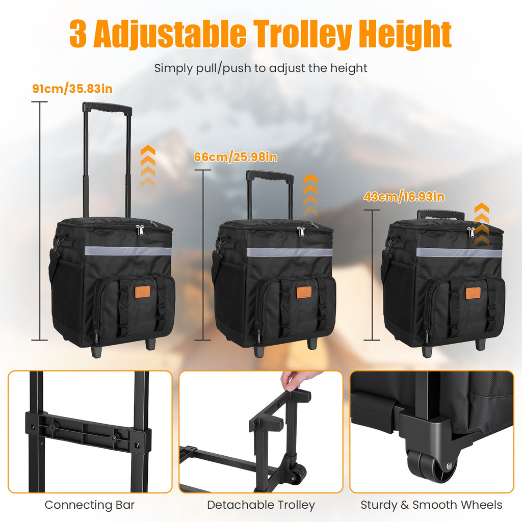 Rolling Cooler Bag with Wheels & Backpack Straps