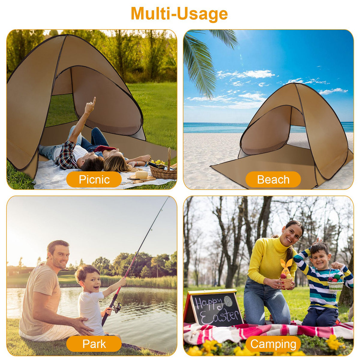 2–3 Person Pop-Up Beach Tent with Mesh Window