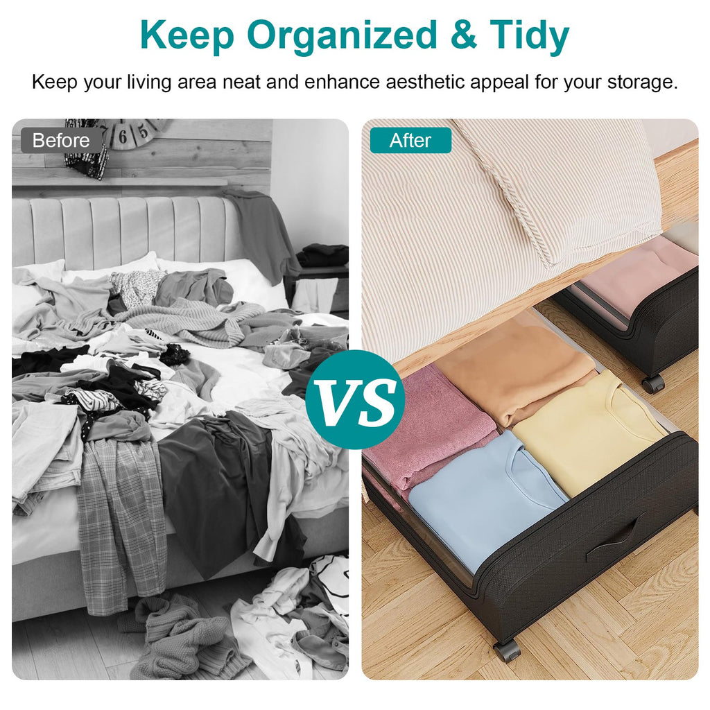 Rolling Under-Bed Storage Containers with Lids (2-Pack, 42 L each)