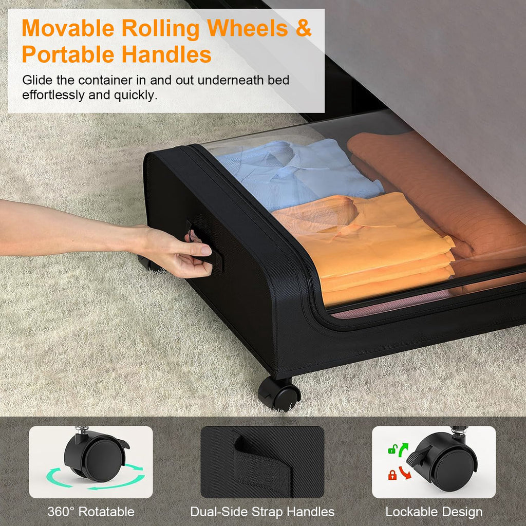 Rolling Under-Bed Storage Containers with Lids (2-Pack, 42 L each)