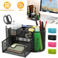 Metal Mesh Desk Organizer with Drawer (9 Compartments)