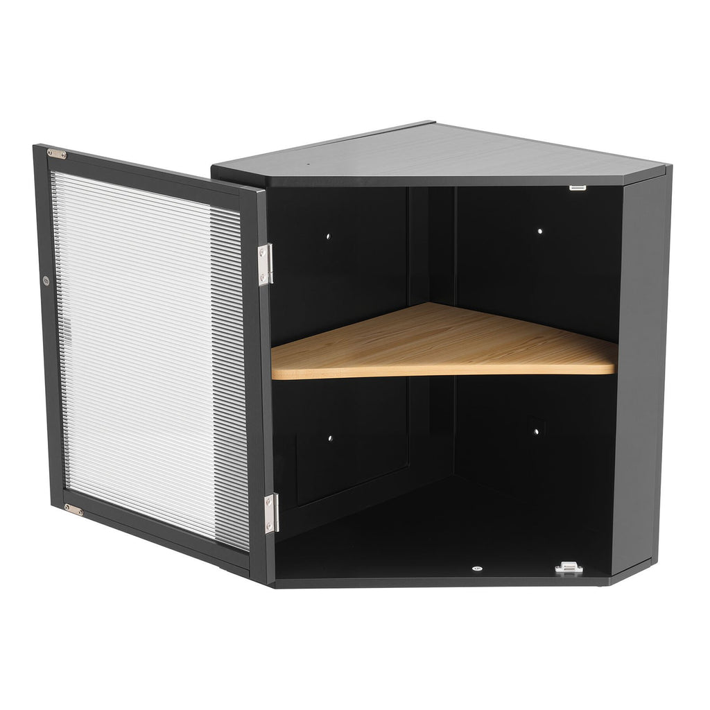 Corner Bamboo Bread Box, Double Layer (Black)