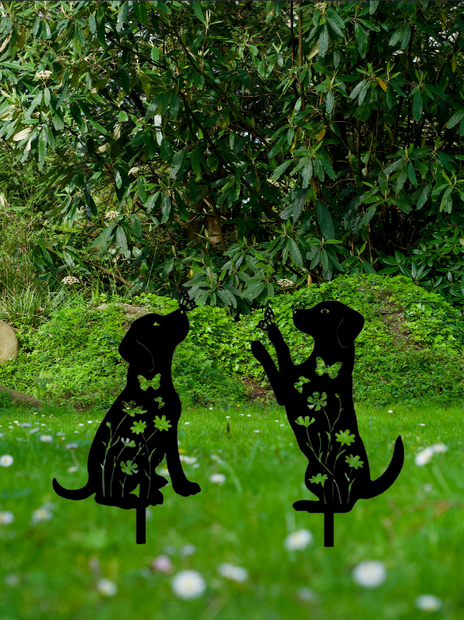 Metal Dog Silhouette Garden Stakes (Set of 2)