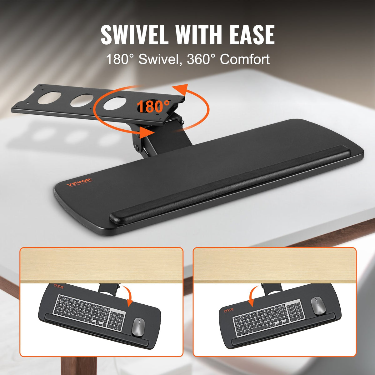 Under-Desk Keyboard Tray (Adjustable Height & Angle)