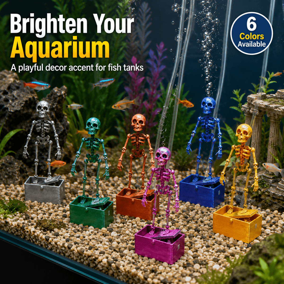 Dancing Skeleton Aquarium Ornament