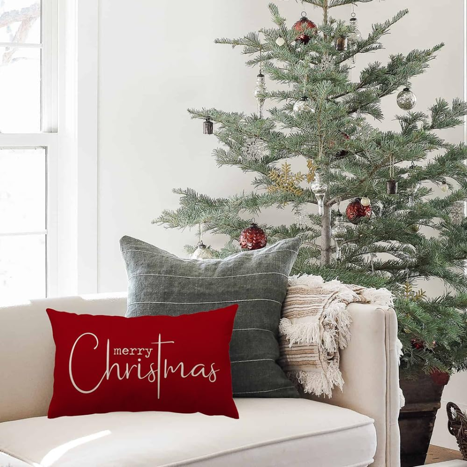 Merry Christmas Throw Pillow Covers (12 × 20 in)