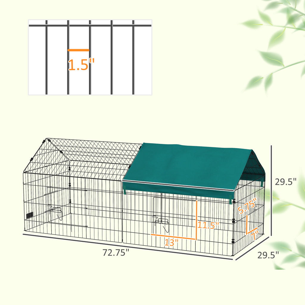 73 in Small Animal Run with Shade Roof