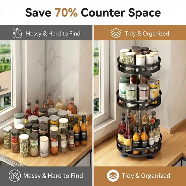 3-Tier Rotating Spice Rack (Carbon Steel)