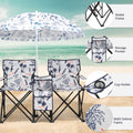 2-Seat Folding Outdoor Chair with Removable Sun Umbrella