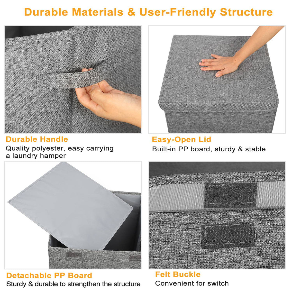 Foldable Laundry Hamper with Lid & Handles