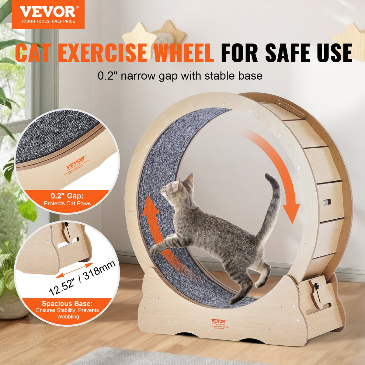 Wooden Cat Exercise Wheel (35.8 in)