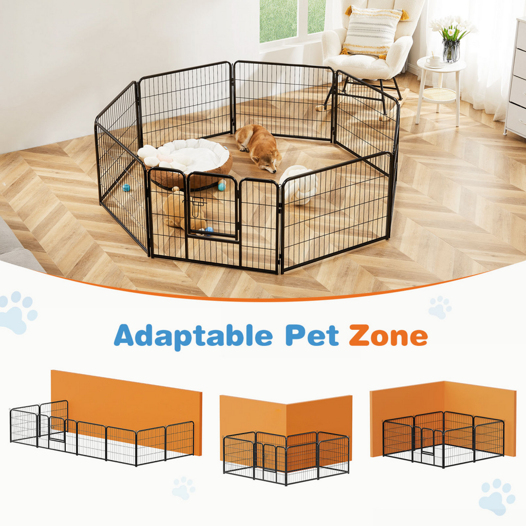 Metal Dog Playpen, 8 Panels with Door