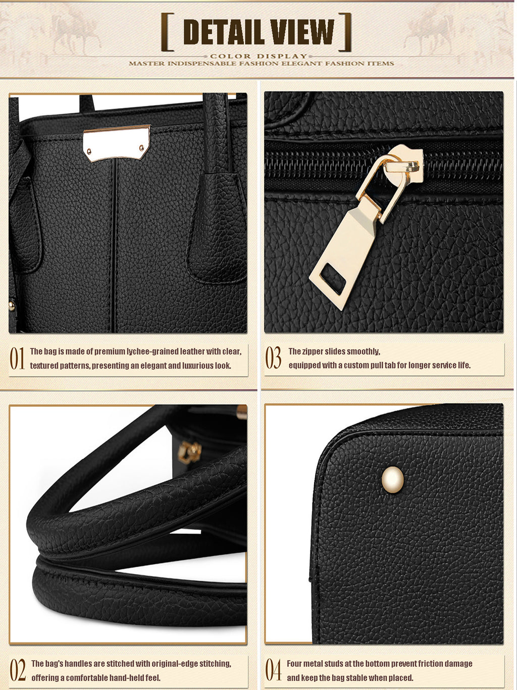 Large Tote Bag with Removable Strap