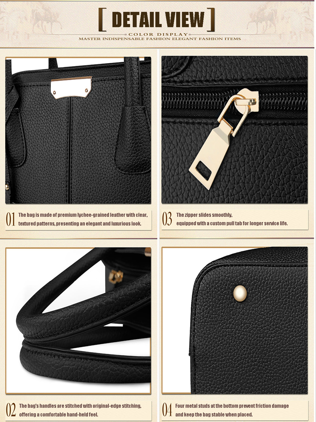 Large Tote Bag with Removable Strap