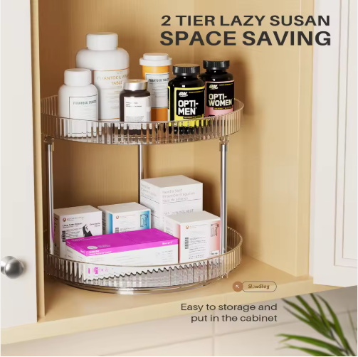2-Tier Rotating Turntable Organizer