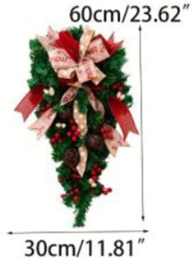 Christmas Candy Cane Teardrop Wreath (23.6 in)