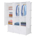 12-Cube Stackable Storage Organizer with Hanging Rod (White)