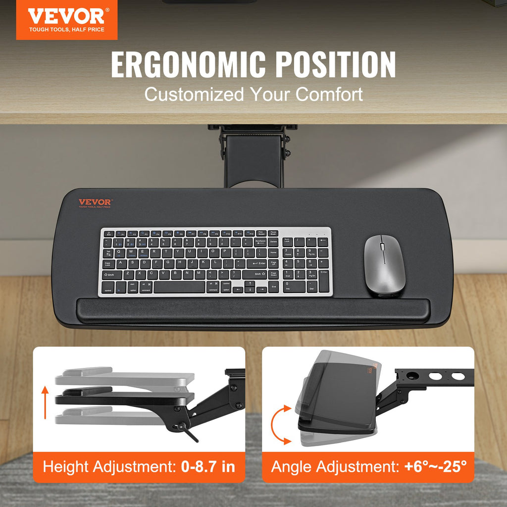 Under-Desk Keyboard Tray (Adjustable Height & Angle)