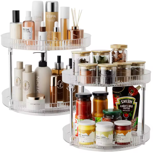 2-Tier Rotating Turntable Organizer