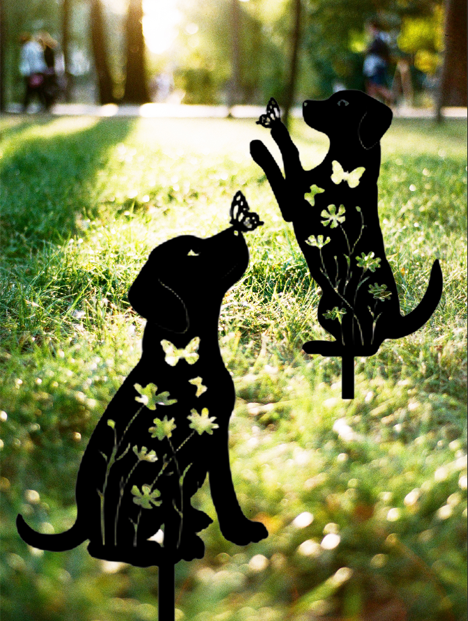 Metal Dog Silhouette Garden Stakes (Set of 2)