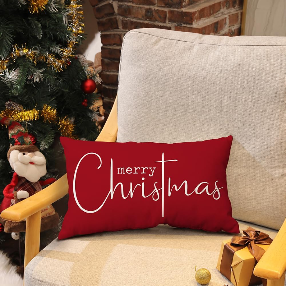 Merry Christmas Throw Pillow Covers (12 × 20 in)