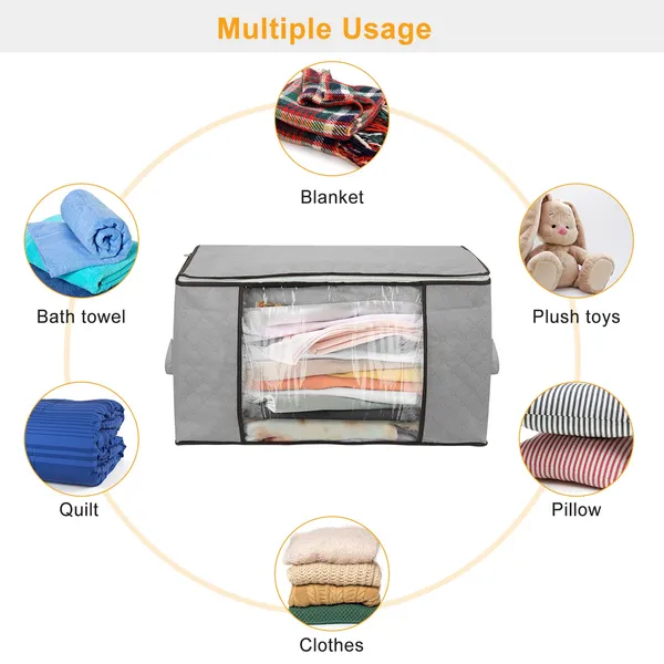 Foldable Clothes Storage Bags, 90 L (Set of 2)