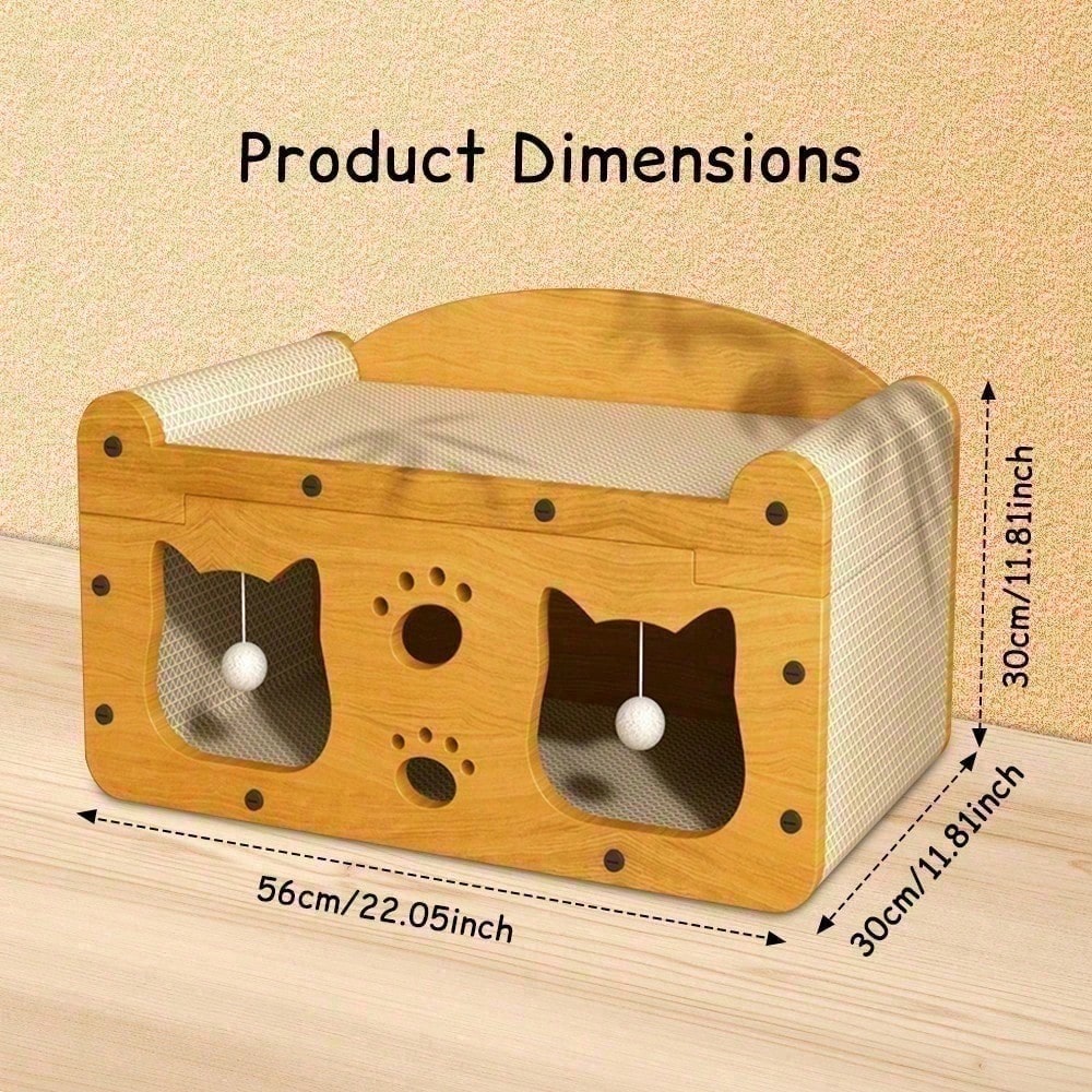 2-Tier Cat Scratcher House with Bed