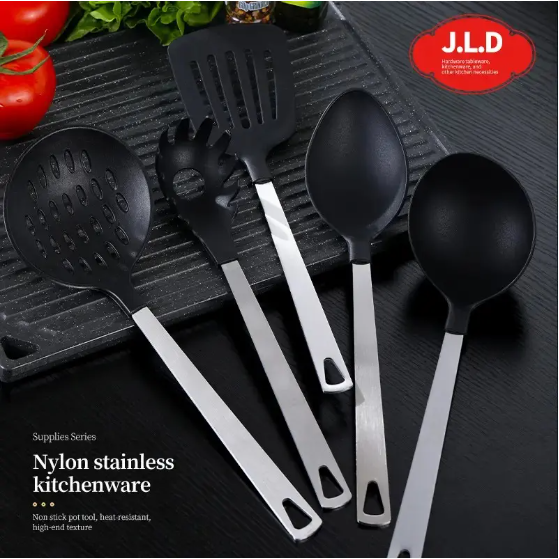 5-Piece Nylon Cooking Utensil Set with Steel Handles