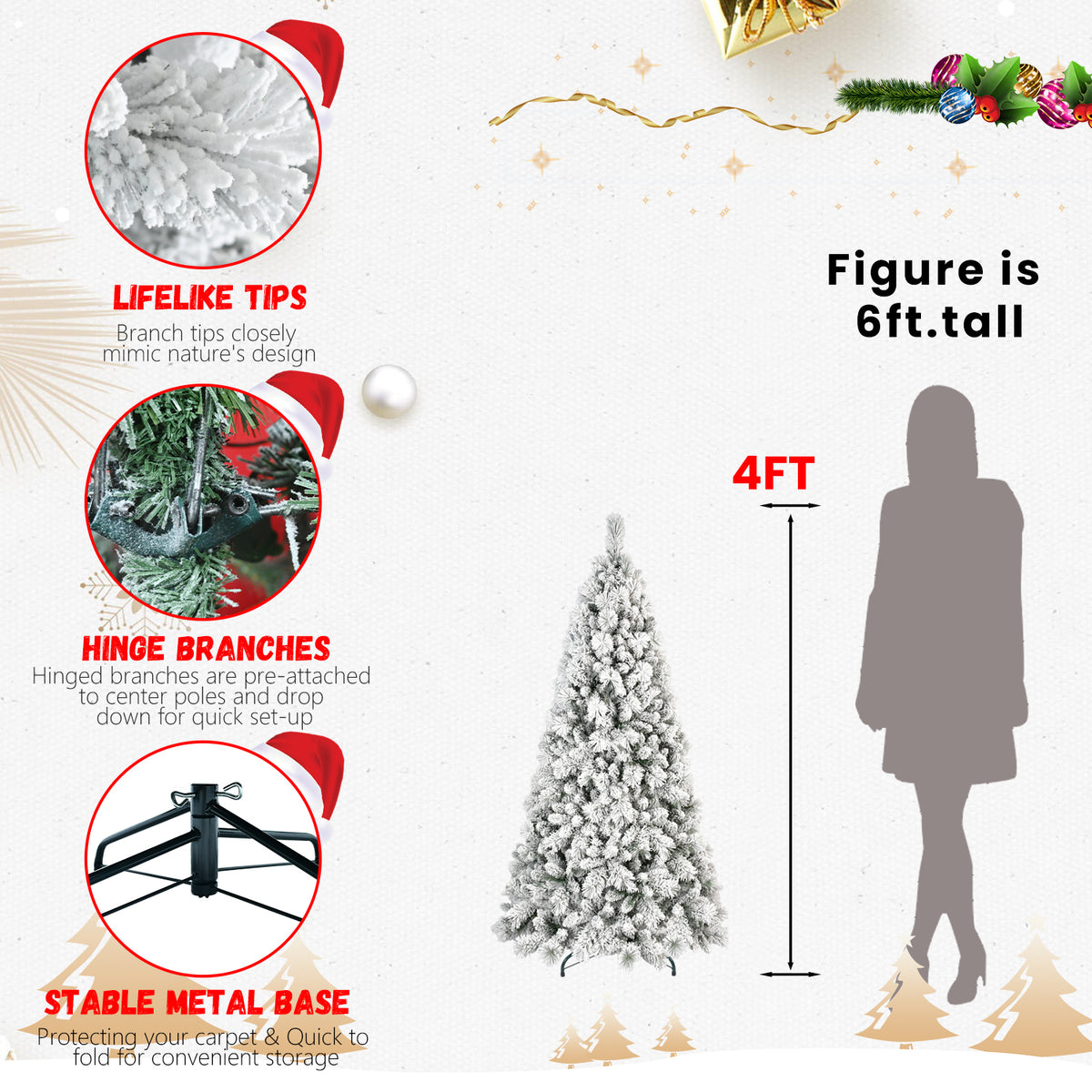4 ft Flocked Artificial Christmas Tree