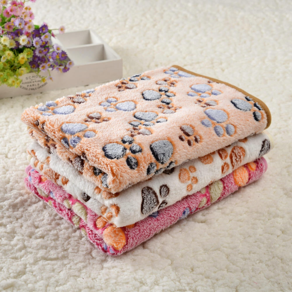 Plush Paw Print Pet Blankets (3-Pack)