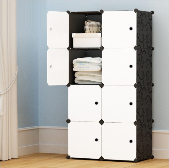 8-Cube Stackable Closet Organizer with Hanging Rod