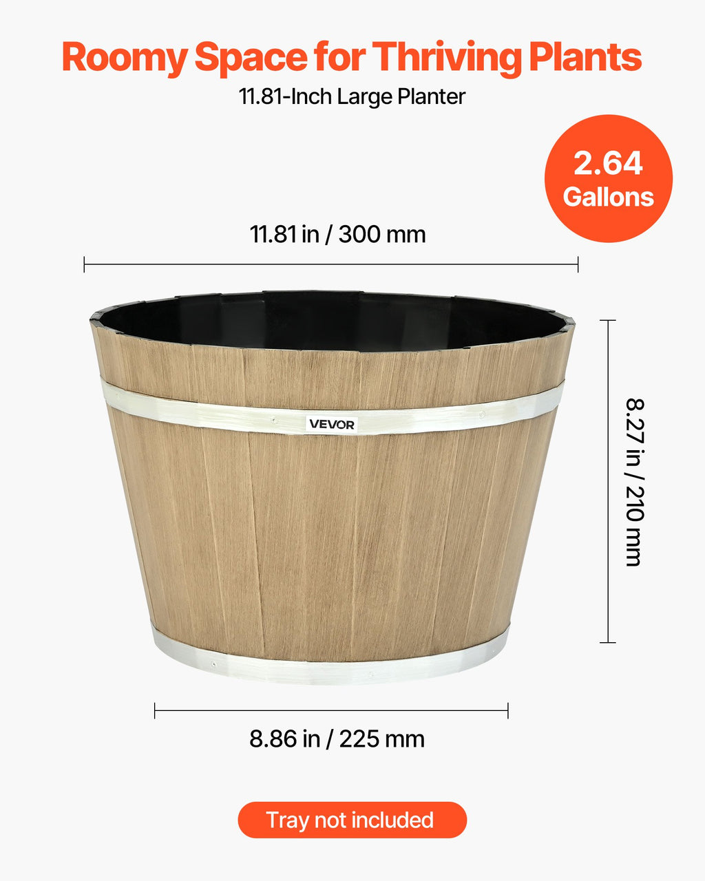 Whiskey Barrel-Style Planter (11.8 in)