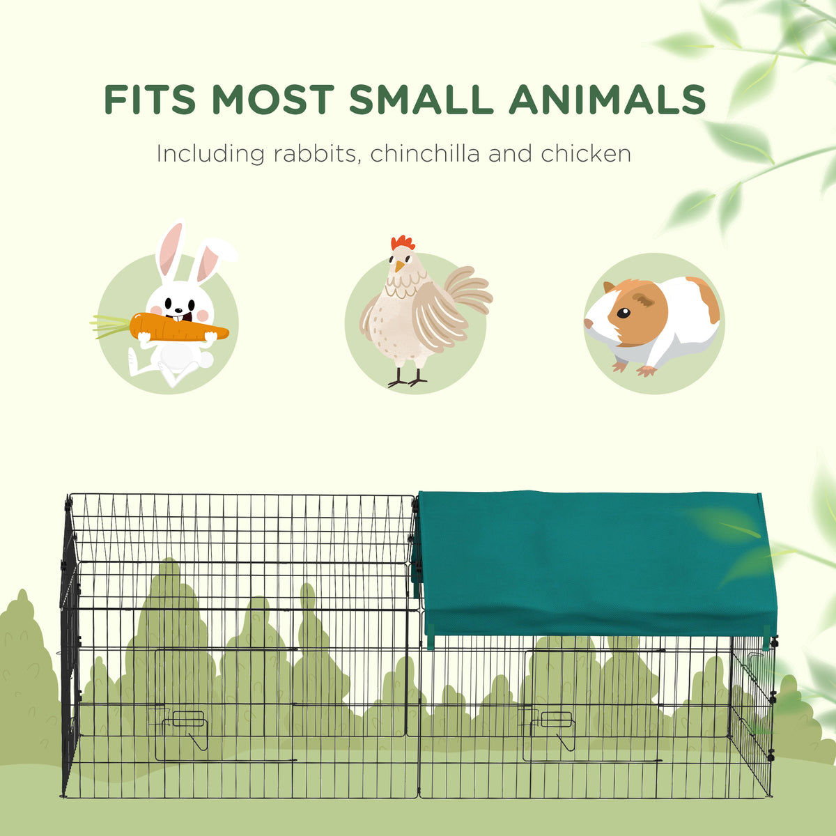 73 in Small Animal Run with Shade Roof