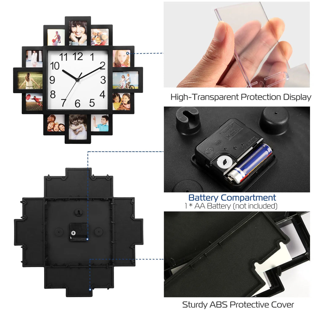 12-Photo Collage Wall Clock