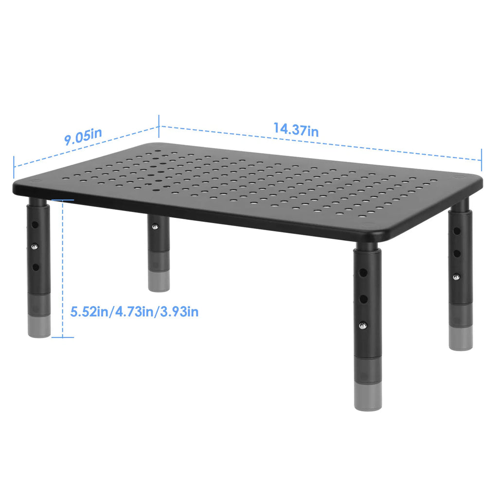 3-Level Adjustable Monitor Stand (Metal Mesh, Black)