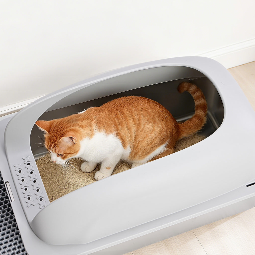 Large Stainless Steel Cat Litter Box with Lid