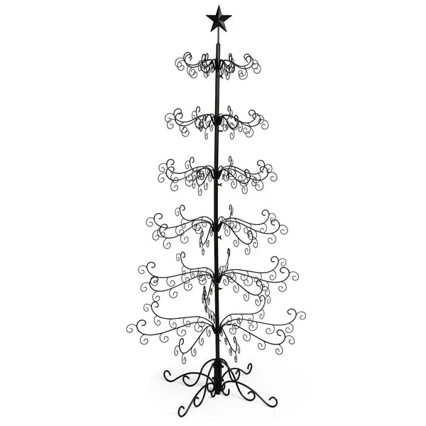 6 ft Black Metal Ornament Display Tree