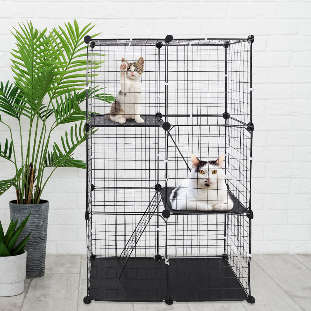 3-Tier Metal Cat Playpen with Ladders