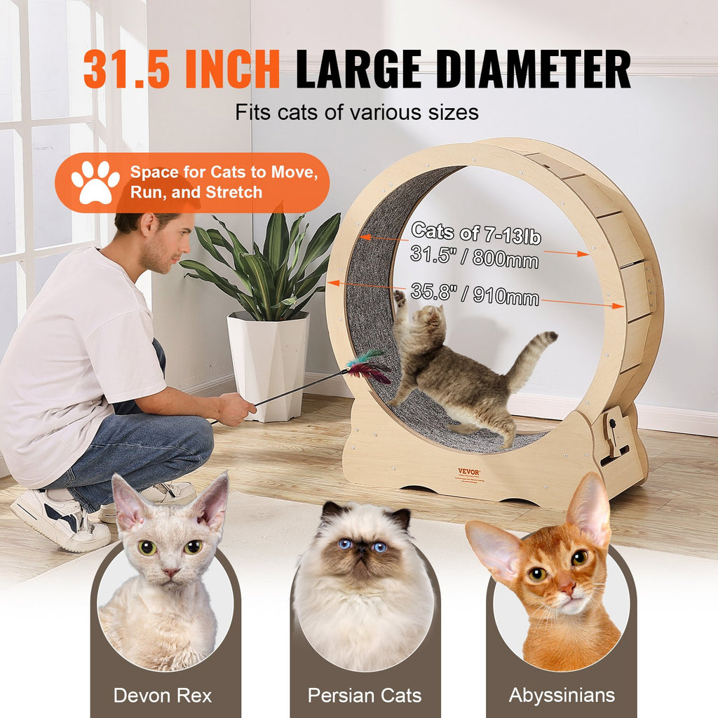 Wooden Cat Exercise Wheel (35.8 in)