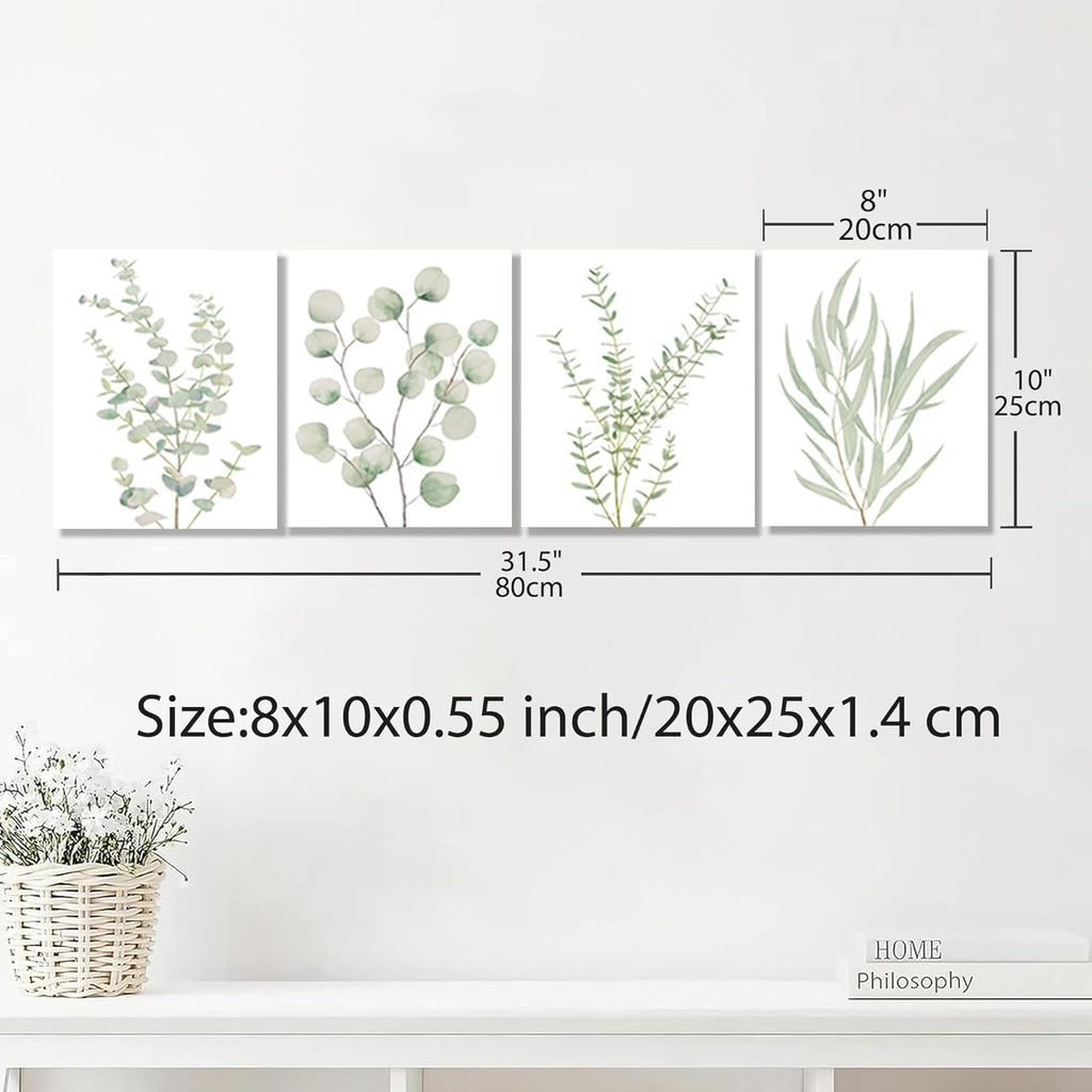 Botanical Canvas Wall Art, Set of 4 (8×10 in)