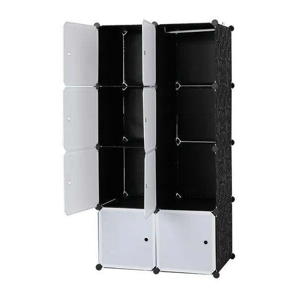 8-Cube Stackable Closet Organizer with Hanging Rod