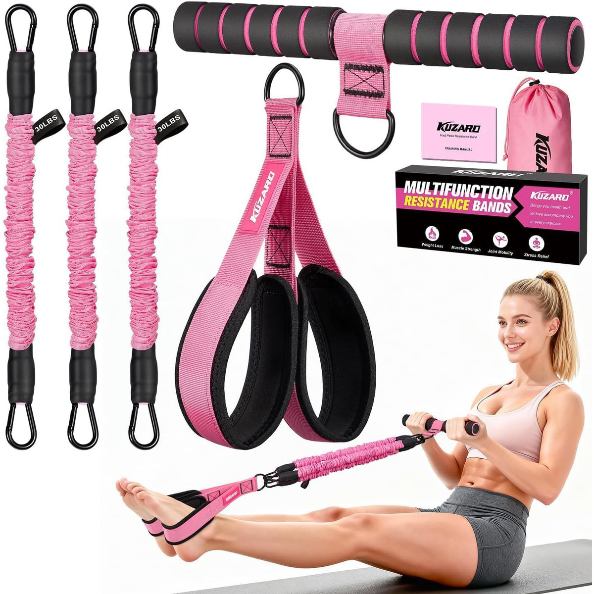 3-Tube Sit-Up Resistance Band Trainer
