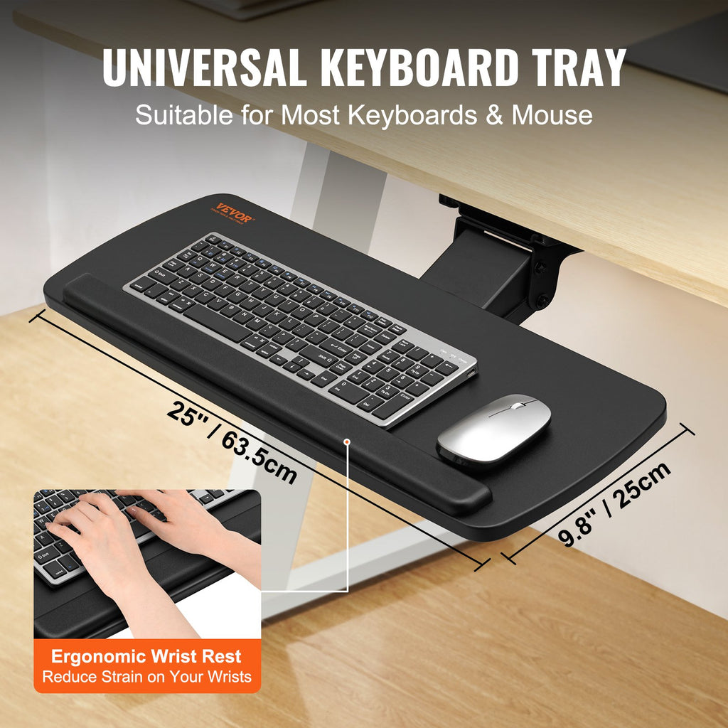 Under-Desk Keyboard Tray (Adjustable Height & Angle)