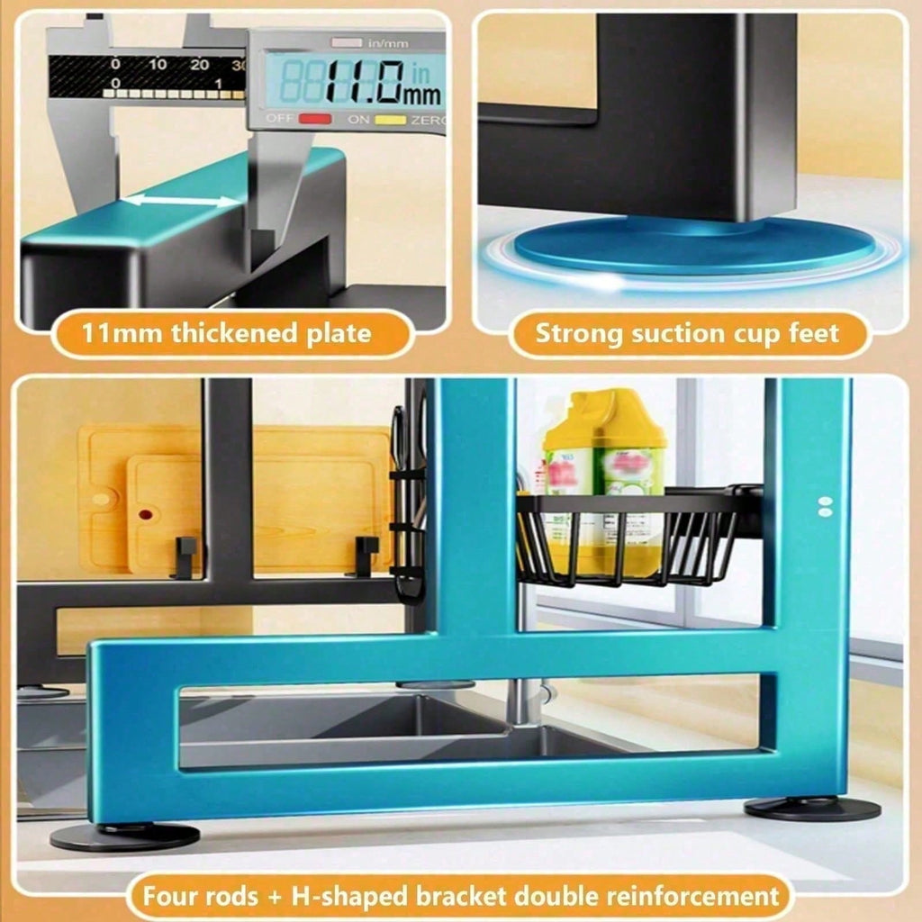 2-Tier Countertop Dish Drying Rack with Cover