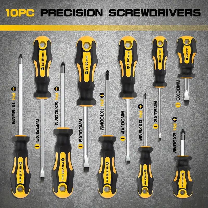 10-Piece Screwdriver Set (3–6 in)