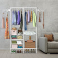 Freestanding Fabric Wardrobe with 4 Shelves & Hanging Rail