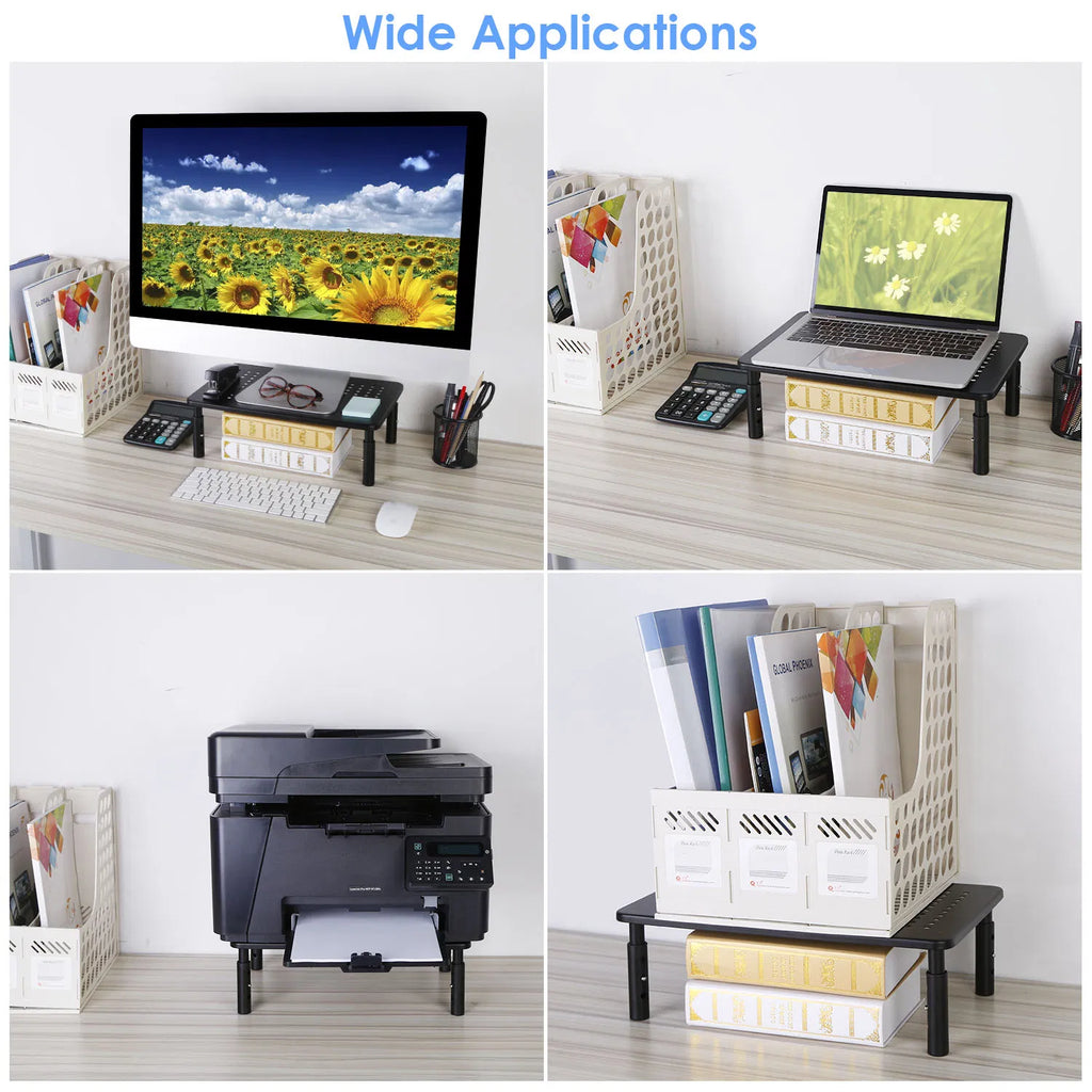 3-Level Adjustable Monitor Stand (Metal Mesh, Black)